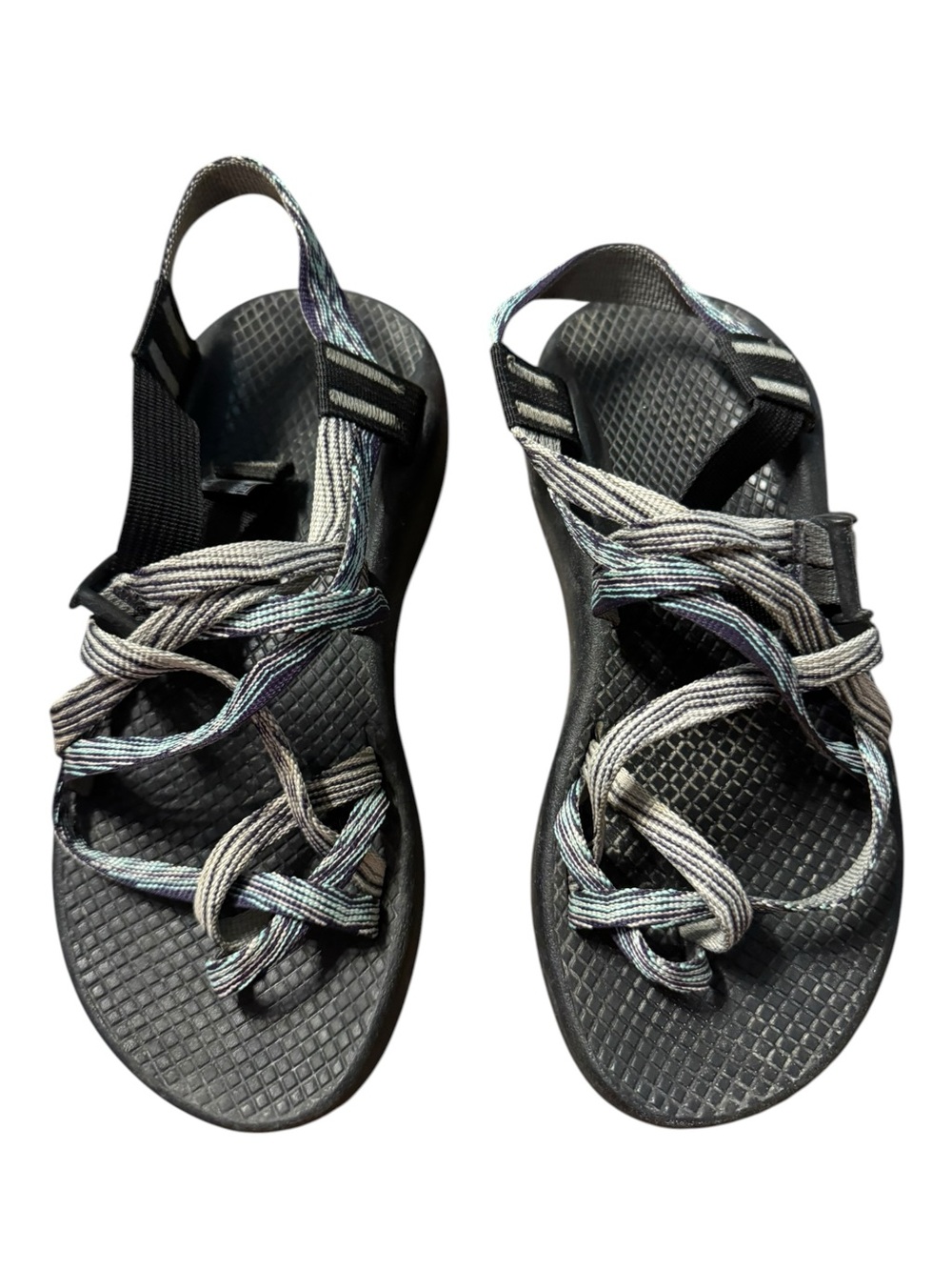 Chaco ZX/2‎ sandals feature double adjustable straps black-and-white & Tourq.